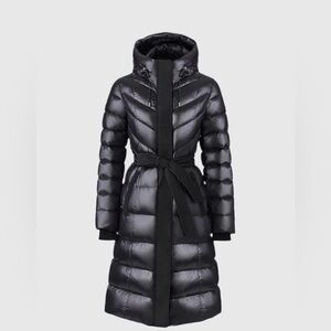 Mackage CORALIA down coat with hood and sash belt black S